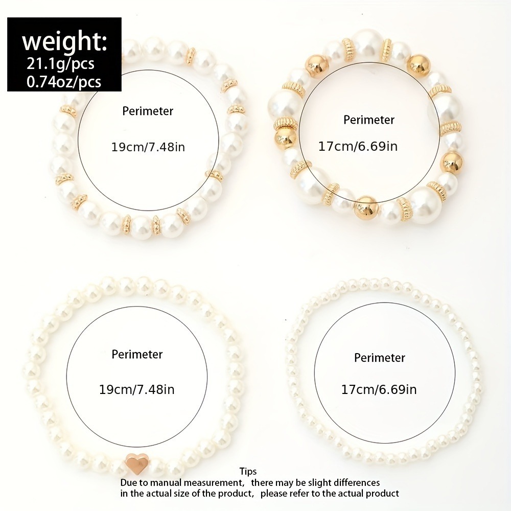 5pc Boho Beaded Bracelet Set with Golden Plated Heart Charm